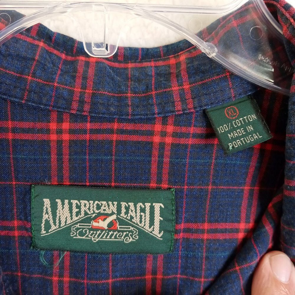 American Eagle Outfitters XL Long Sleeve Shirt Men's Button Up Plaid Cotton - Picture 3 of 10
